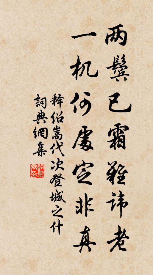 释绍嵩两鬓已霜难讳老，一机何处定非真书法作品欣赏