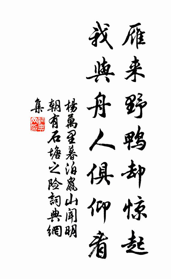 杨万里雁来野鸭却惊起，我与舟人俱仰看书法作品欣赏