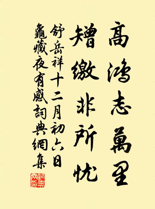 舒岳祥高鸿志万里，矰缴非所忧书法作品欣赏