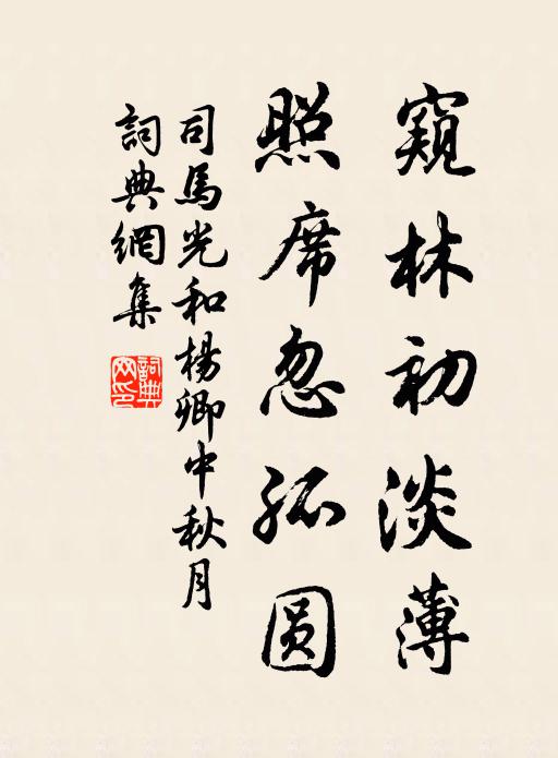 司马光窥林初淡薄，照席忽孤圆书法作品欣赏