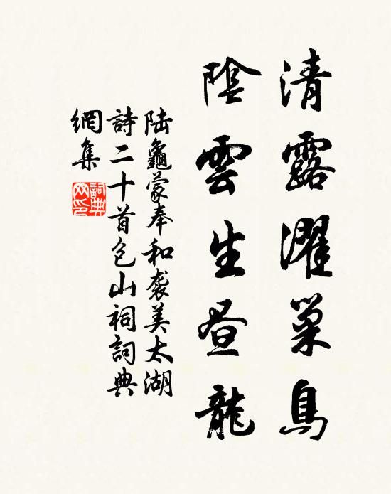 陆龟蒙清露濯巢鸟，阴云生昼龙书法作品欣赏