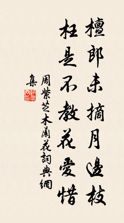 周紫芝檀郎未摘月边枝，枉是不教花爱惜书法作品欣赏