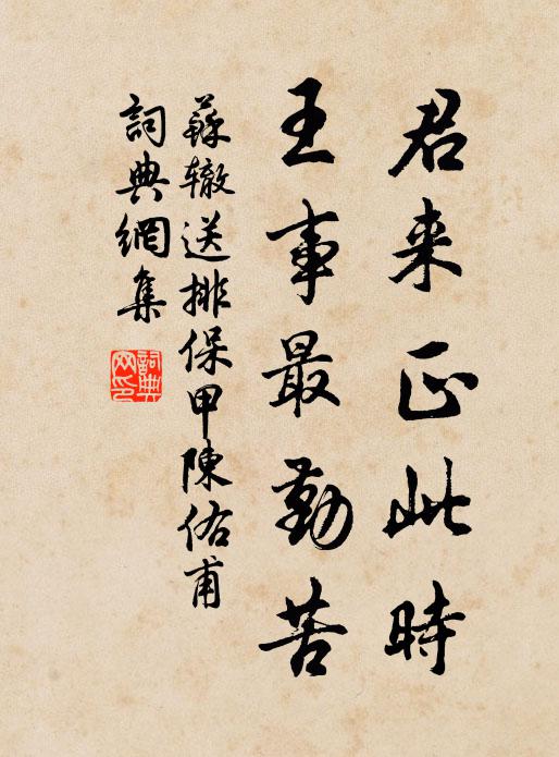 苏辙君来正此时，王事最勤苦书法作品欣赏