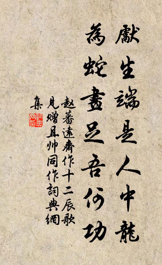 赵蕃先生端是人中龙，为蛇画足吾何功书法作品欣赏