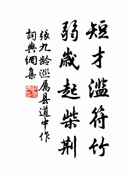 张九龄短才滥符竹，弱岁起柴荆书法作品欣赏