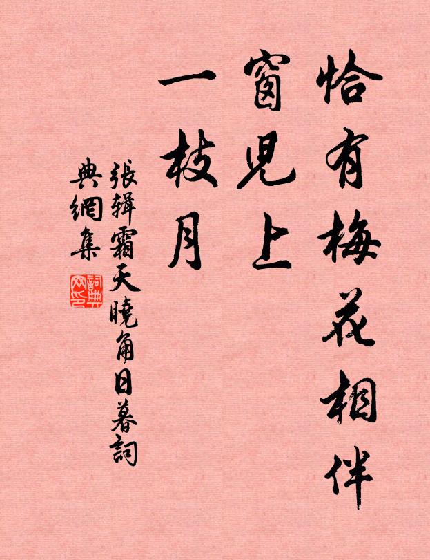张辑恰有梅花相伴，窗儿上、一枝月书法作品欣赏