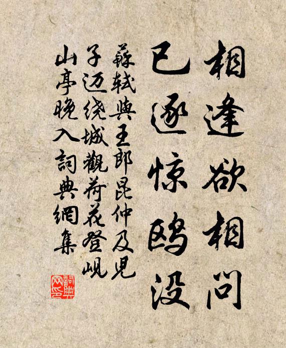 苏轼相逢欲相问，已逐惊鸥没书法作品欣赏