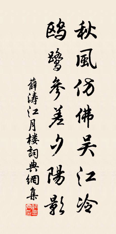 薛涛秋风仿佛吴江冷，鸥鹭参差夕阳影书法作品欣赏
