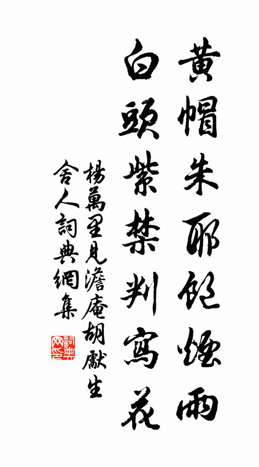 杨万里黄帽朱耶饱烟雨，白头紫禁判写花书法作品欣赏