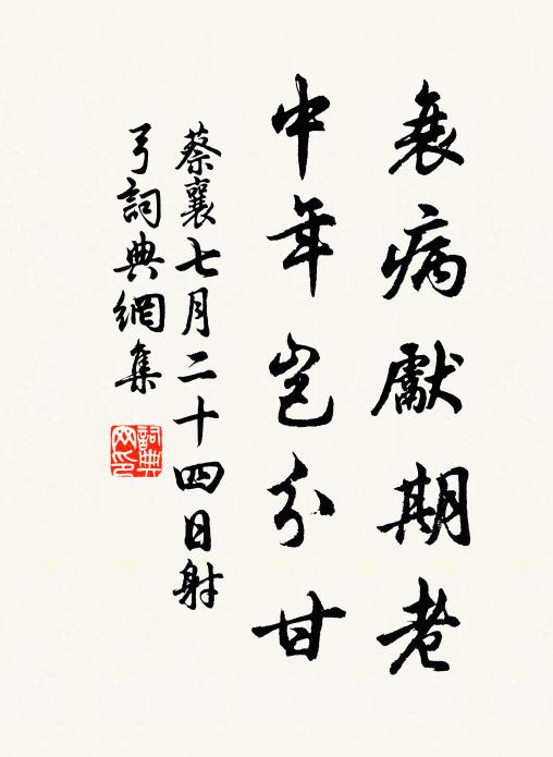蔡襄衰病先期老，中年岂分甘书法作品欣赏