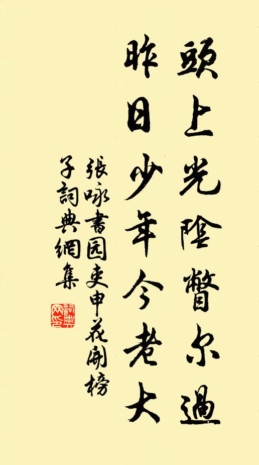 张咏头上光阴瞥尔过，昨日少年今老大书法作品欣赏