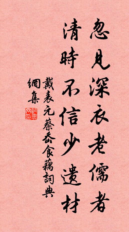 戴表元忽见深衣老儒者，清时不信少遗材书法作品欣赏