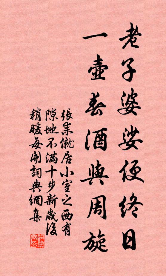 张耒老子婆娑便终日，一壶春酒与周旋书法作品欣赏