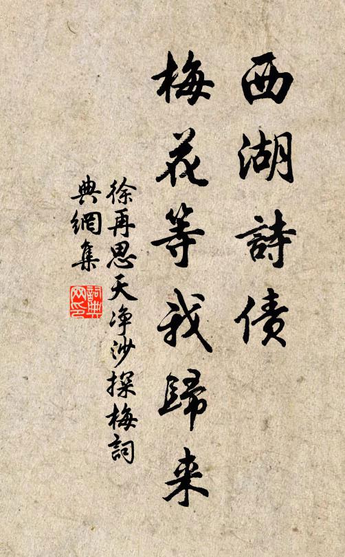 徐再思西湖诗债，梅花等我归来书法作品欣赏