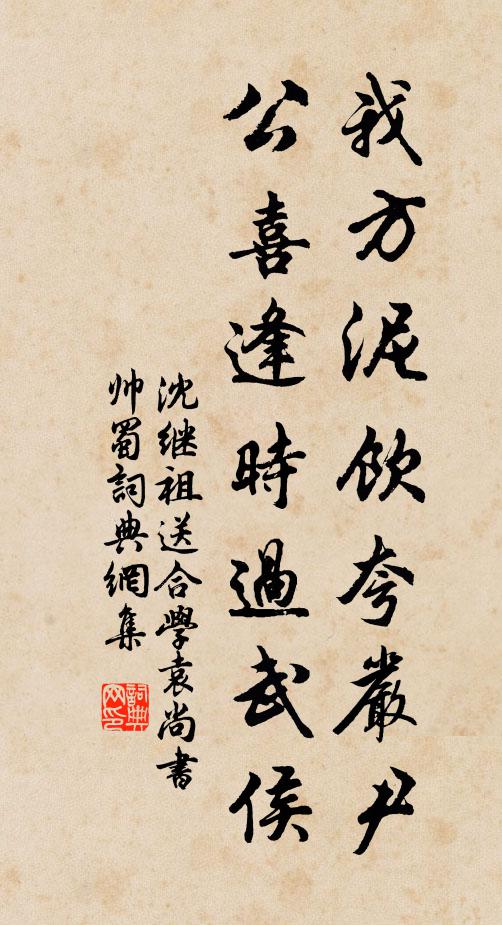 沈继祖我方泥饮夸严尹，公喜逢时过武侯书法作品欣赏