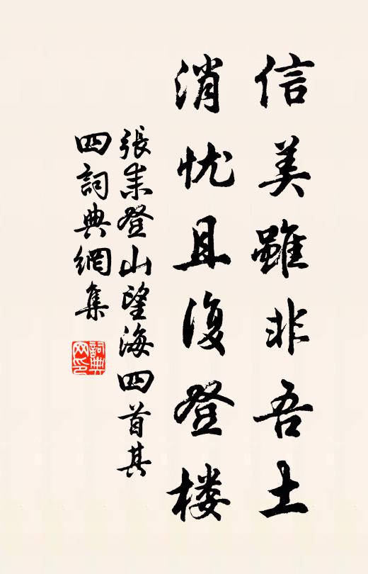 张耒信美虽非吾土，消忧且复登楼书法作品欣赏
