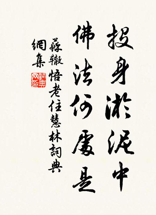 苏辙投身淤泥中，佛法何处是书法作品欣赏