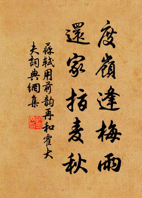 苏轼度岭逢梅雨，还家指麦秋书法作品欣赏