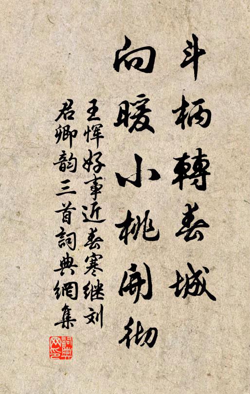 王恽斗柄转春城，向暖小桃开彻书法作品欣赏