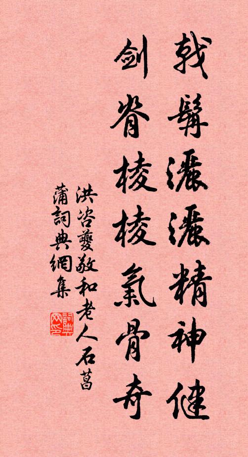 洪咨夔戟髯洒洒精神健，剑脊棱棱气骨奇书法作品欣赏