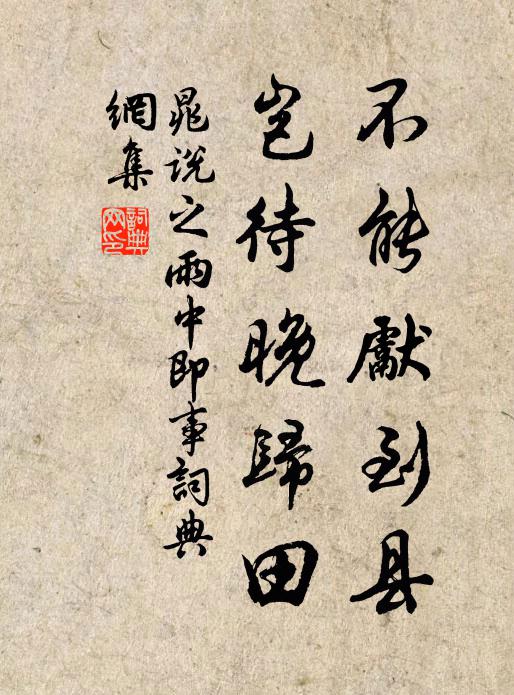 晁说之不能先到县，岂待晚归田书法作品欣赏