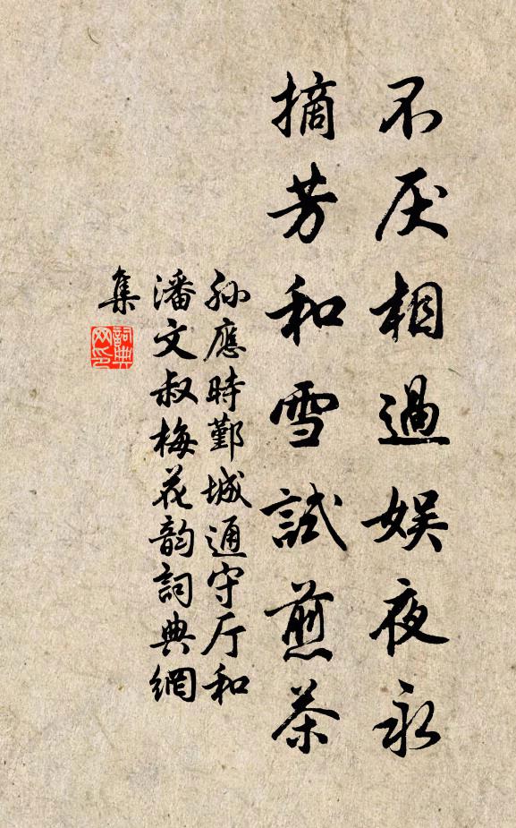 孙应时不厌相过娱夜永，摘芳和雪试煎茶书法作品欣赏