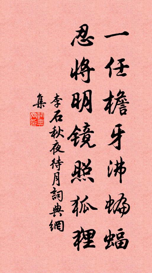 李石一任檐牙沸蝙蝠，忍将明镜照狐狸书法作品欣赏
