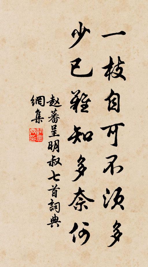 赵蕃一枝自可不须多，少已难知多奈何书法作品欣赏