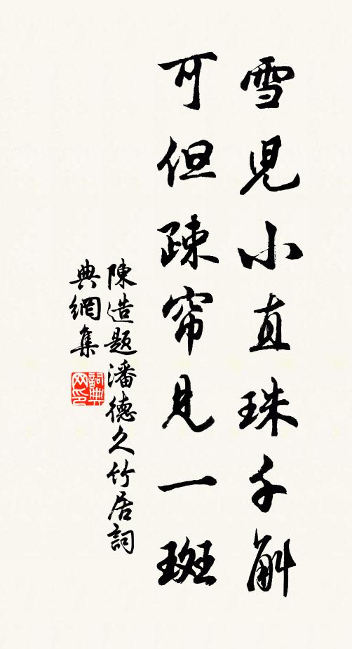 陈造雪儿小直珠千斛，可但疎帘见一斑书法作品欣赏
