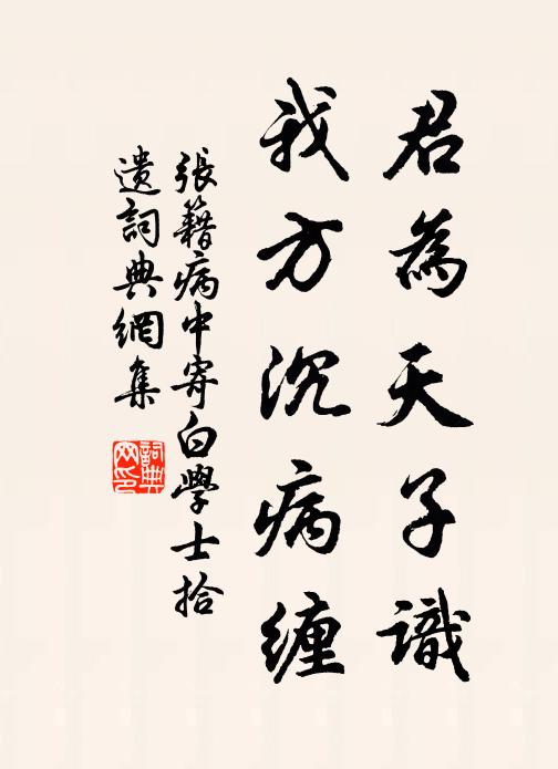 张籍君为天子识，我方沉病缠书法作品欣赏