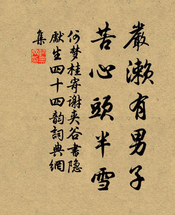 何梦桂严濑有男子,苦心头半雪书法作品欣赏