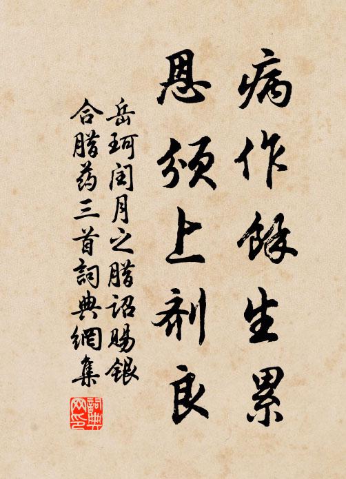 岳珂病作余生累，恩颁上剂良书法作品欣赏