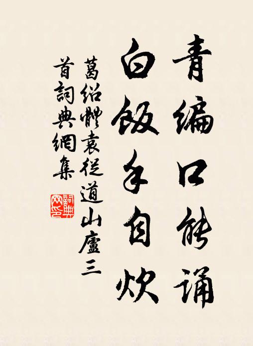 葛绍体青编口能诵，白饭手自炊书法作品欣赏