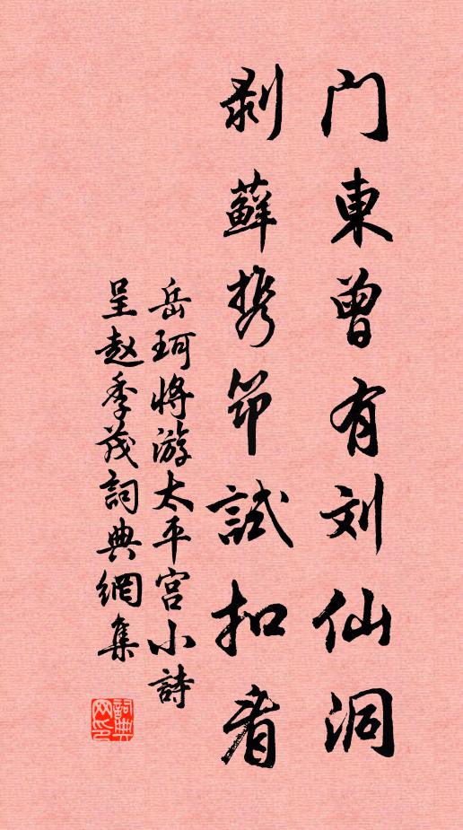 岳珂门东曾有刘仙洞，剥藓携筇试扣看书法作品欣赏