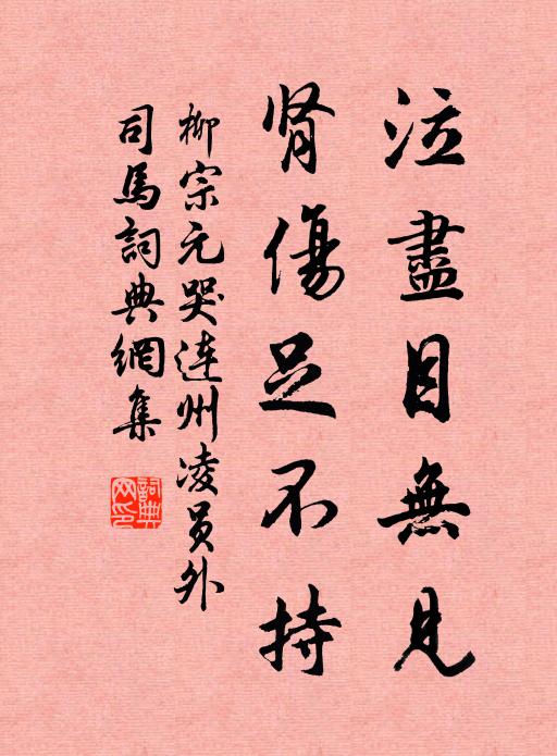 柳宗元泣尽目无见,肾伤足不持书法作品欣赏