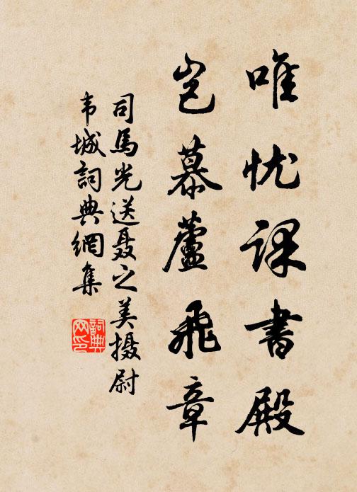 司马光唯忧课书殿，岂慕芦飞章书法作品欣赏