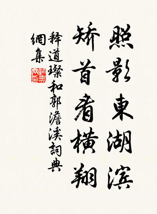 释道璨照影东湖滨，矫首看横翔书法作品欣赏