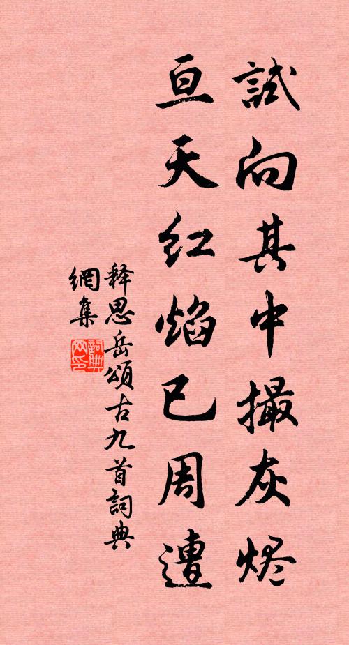 释思岳试向其中撮灰烬，亘天红焰已周遭书法作品欣赏