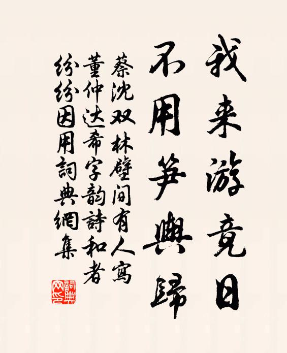 蔡沈我来游竟日，不用笋舆归书法作品欣赏