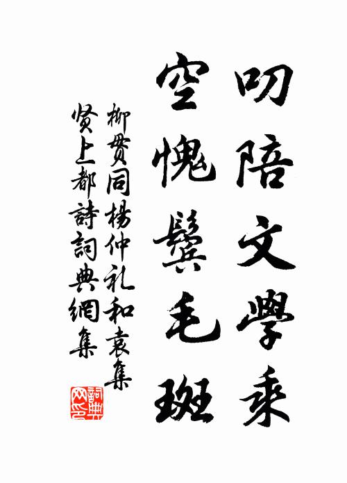 柳贯叨陪文学乘，空愧鬓毛斑书法作品欣赏