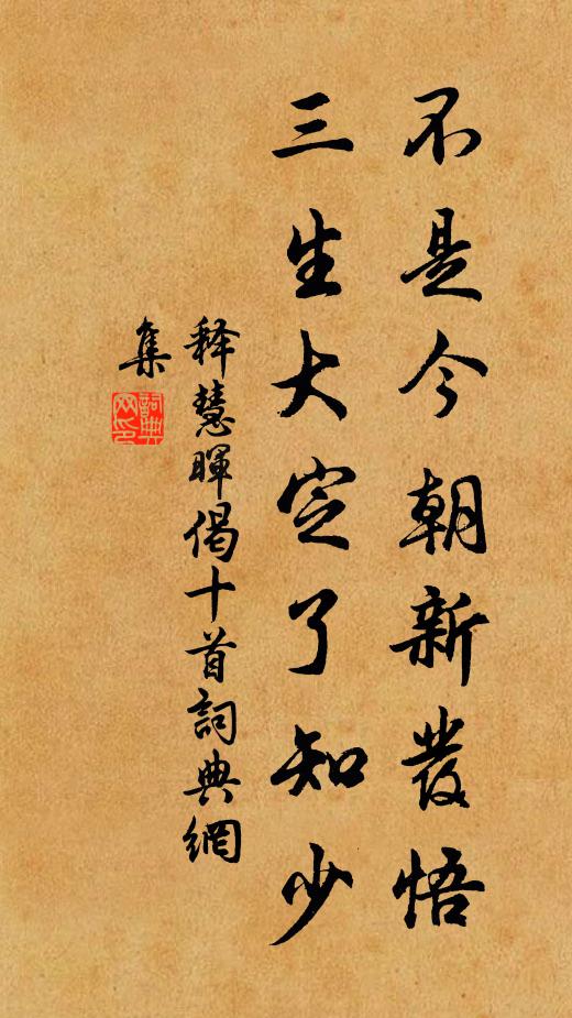 释慧晖不是今朝新发悟，三生大定了知少书法作品欣赏