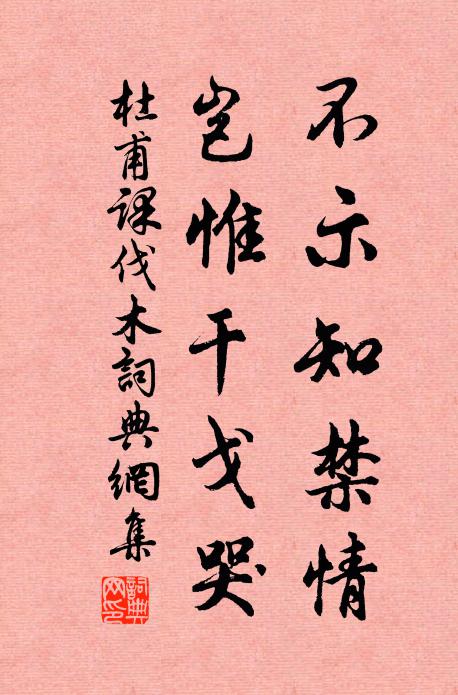 杜甫不示知禁情，岂惟干戈哭书法作品欣赏