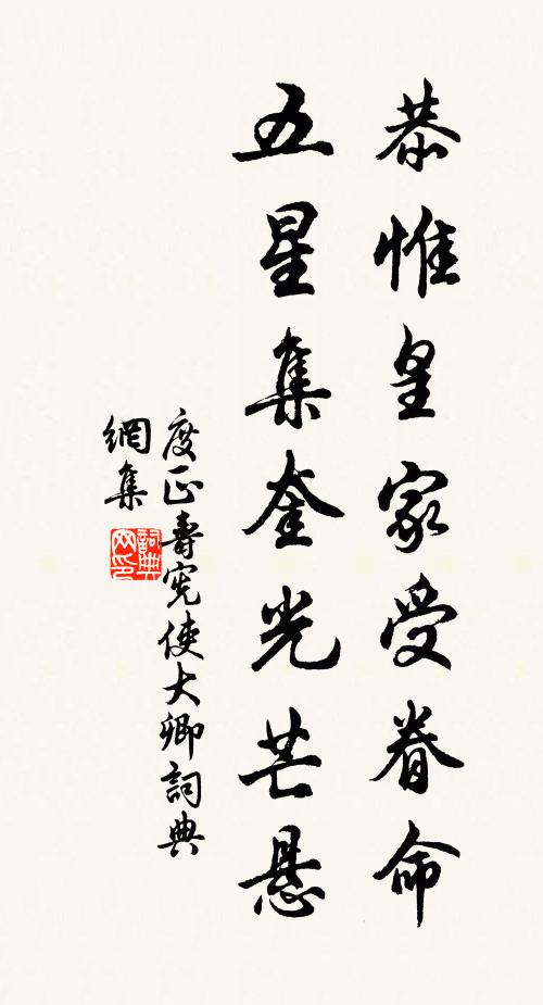 度正恭惟皇家受眷命，五星集奎光芒悬书法作品欣赏