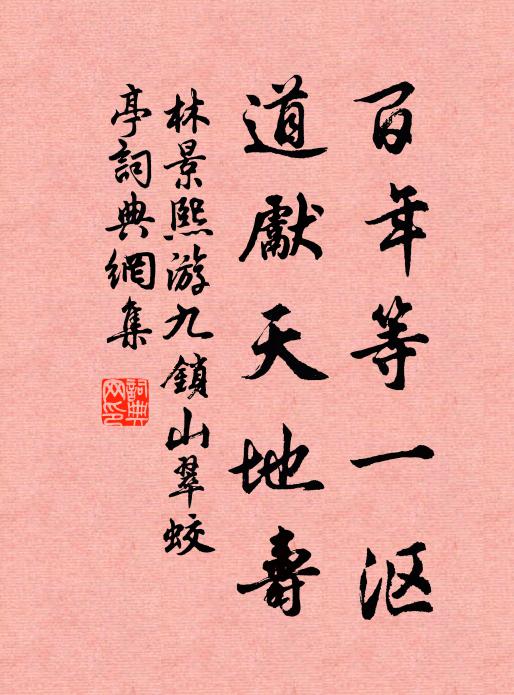 林景熙百年等一沤，道先天地寿书法作品欣赏