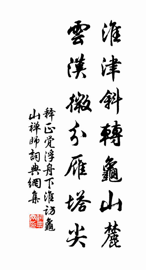 释正觉淮津斜转龟山麓，云汉微分雁塔尖书法作品欣赏