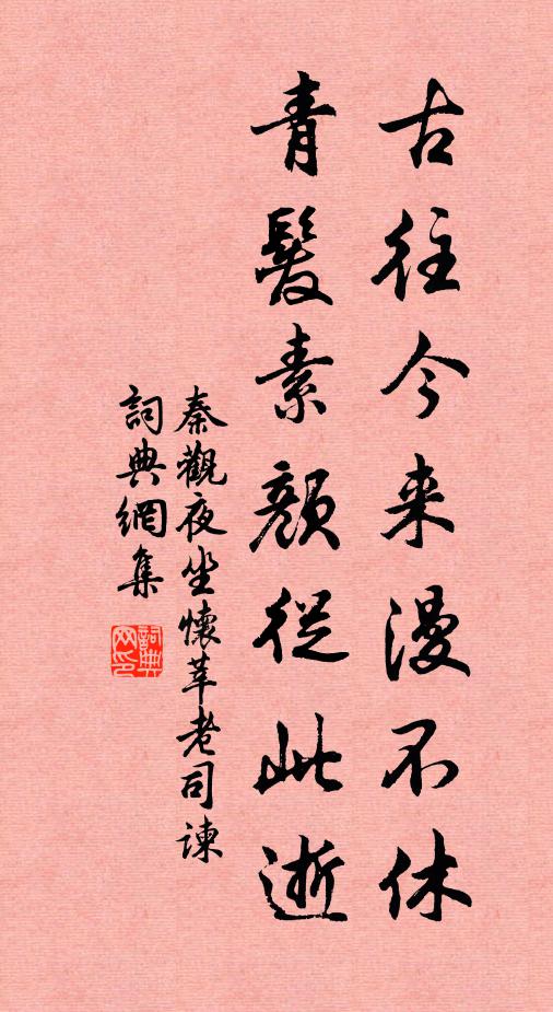秦观古往今来漫不休，青发素颜从此逝书法作品欣赏