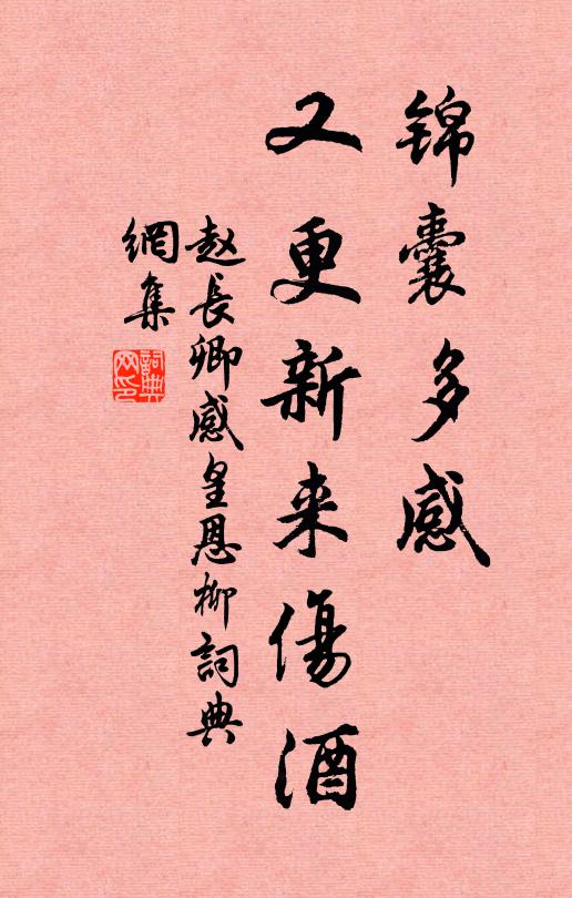 赵长卿锦囊多感，又更新来伤酒书法作品欣赏
