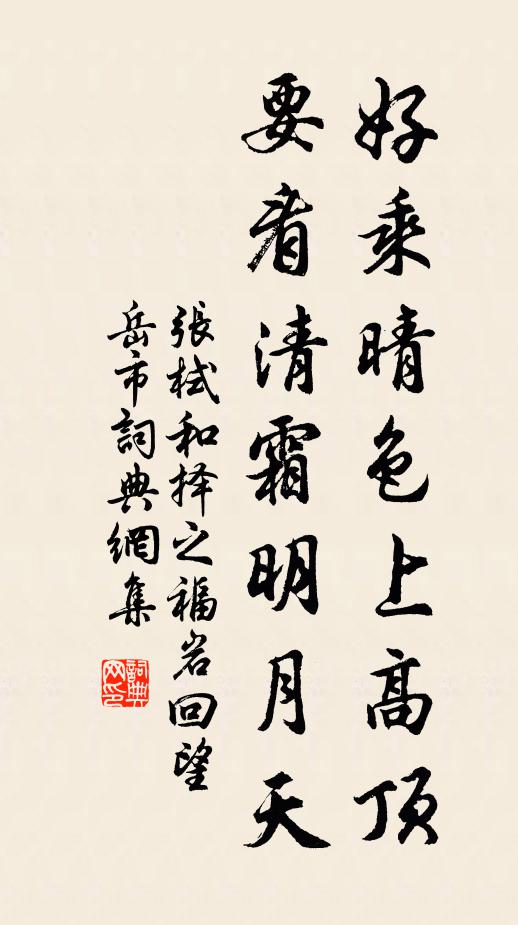 张栻好乘晴色上高顶，要看清霜明月天书法作品欣赏