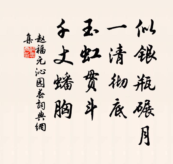 赵福元似银瓶碾月，一清彻底，玉虹贯斗，千丈蟠胸书法作品欣赏