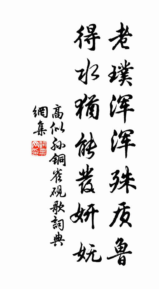 高似孙老璞浑浑殊质鲁，得水犹能发妍妩书法作品欣赏